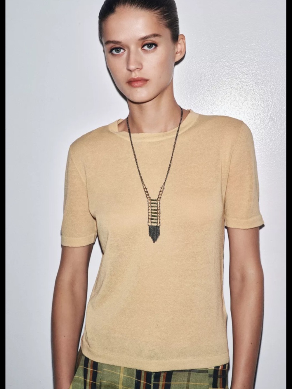 Zara short sleeve linen knit top